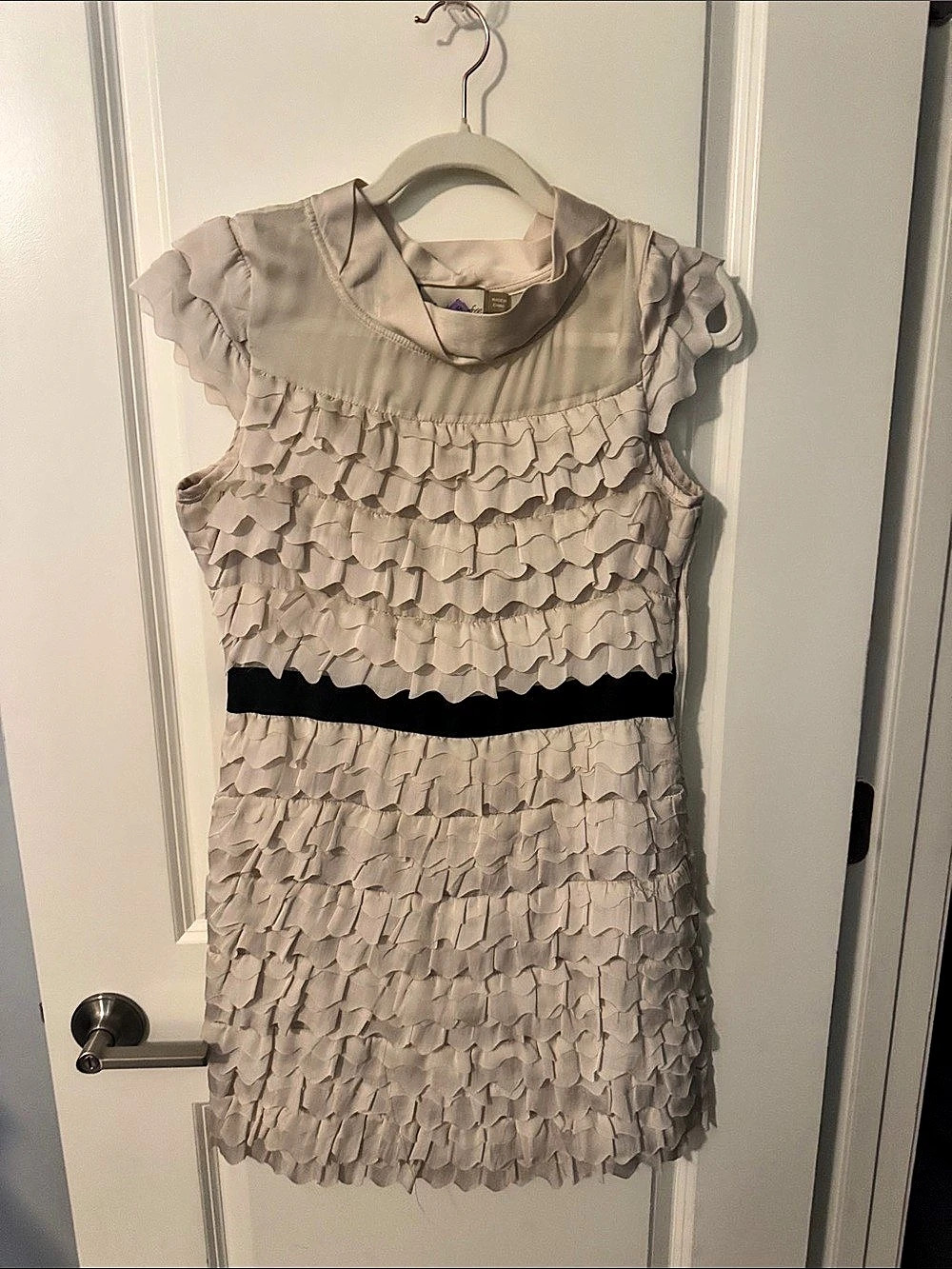 Lunabelle Ruffle Mini Dress in Pink & Black Size Medium Like New